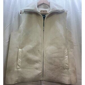 JA7054- Lauren Woolen Supply Co. Fleece Zip Vest Beige Medium